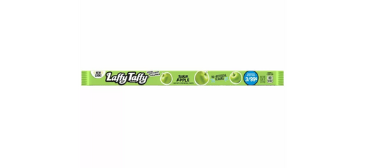 Laffy taffy sour apple rope. Sour apple flavour stretchy chewy candy