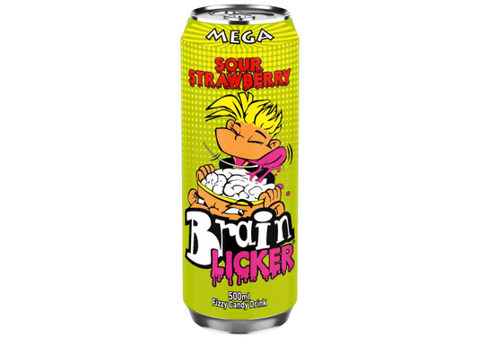 Brain Licker Sour Strawberry Fizzy Candy Drink 500ml