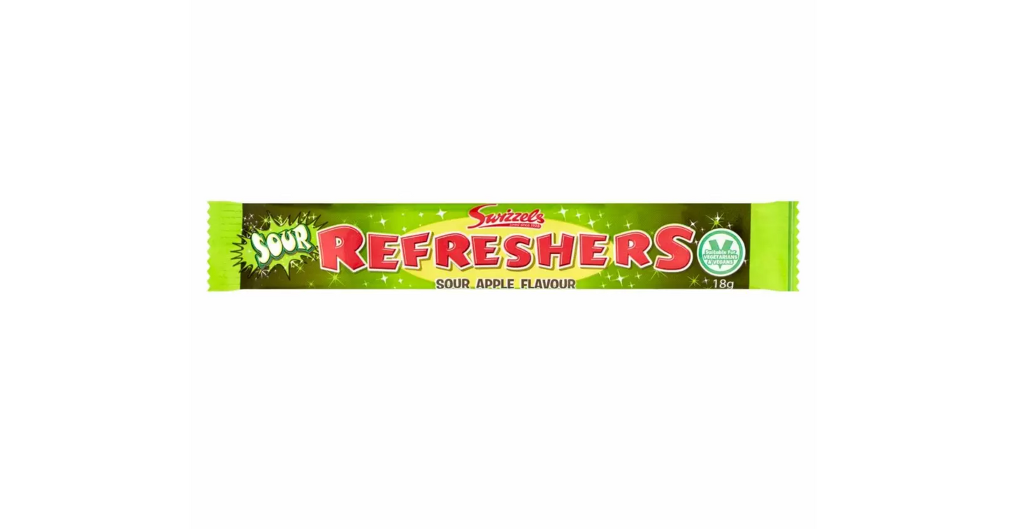 Refreshers chew bar. Sour apple chew bar with a sherbet centre