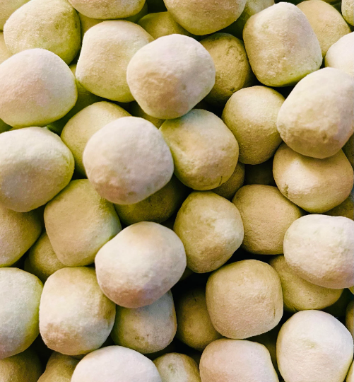 Apple bonbons, sugar dusted apple flavour chewy sweets